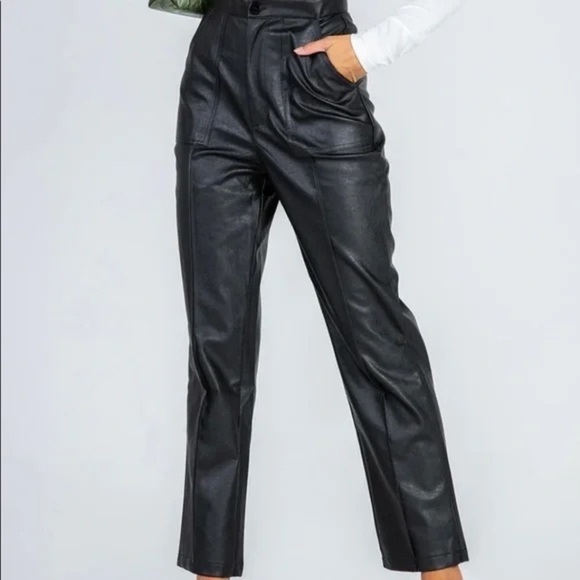 Faux/PU leather straight leg trousers PRINCESS POLLY - Picture 1 of 6